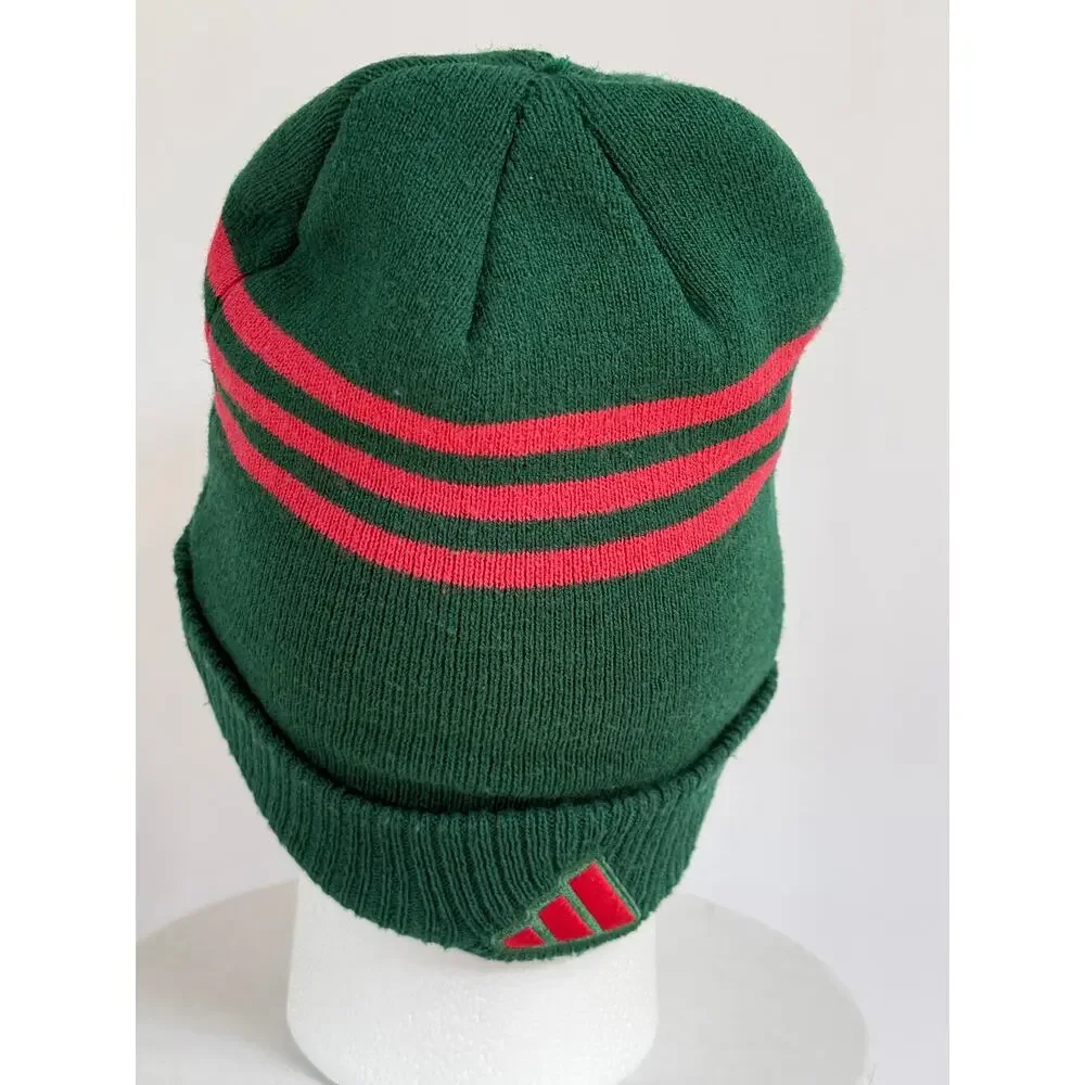Minnesota Wild Adidas NHL Hockey Beanie Green Red Striped Cuffed Knit Hat Unisex